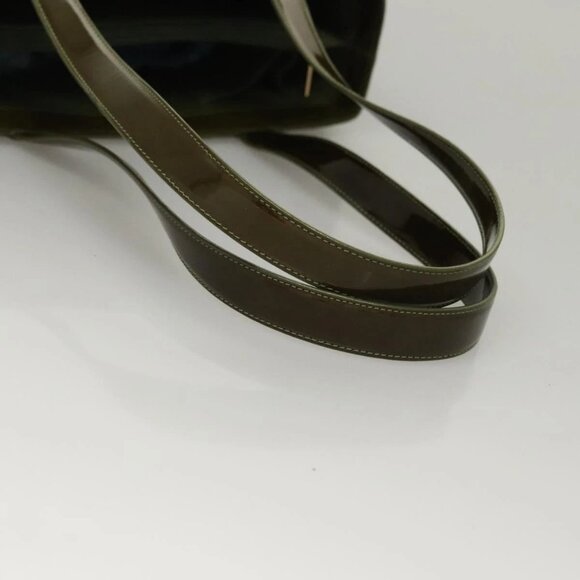 CHANEL Hand Bag Enamel Khaki CC Auth - Picture 6 of 15